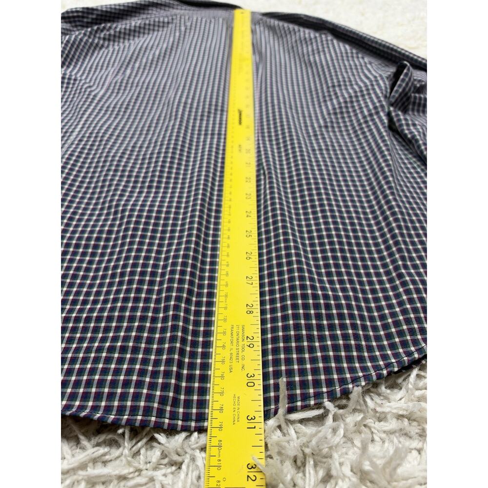 Mizzen+Main Leeward Dress Shirt Mens Large Standard Fit Navy Plaid Check Stretch - Picture 9 of 11